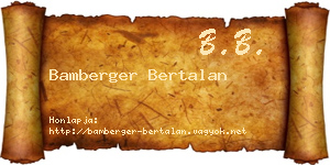 Bamberger Bertalan névjegykártya